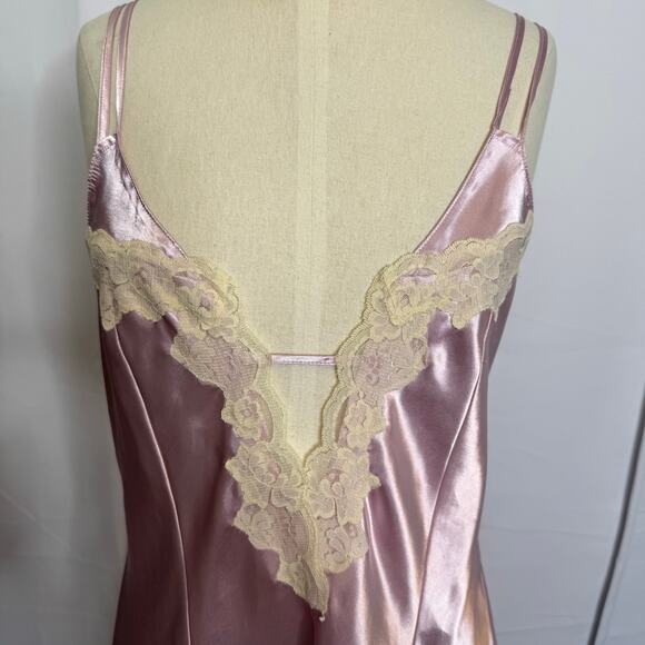 Bali Studio Collection Pink Satin Lace Slip Dress Nightgown Size L - Picture 4 of 11
